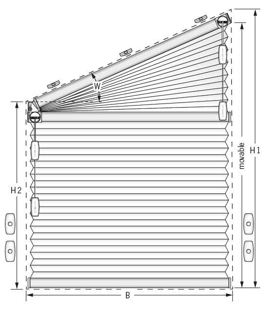F Slope 2 freehanging special shape honeycomb blinds F Slope 2 freehanging special shape honeycomb blinds