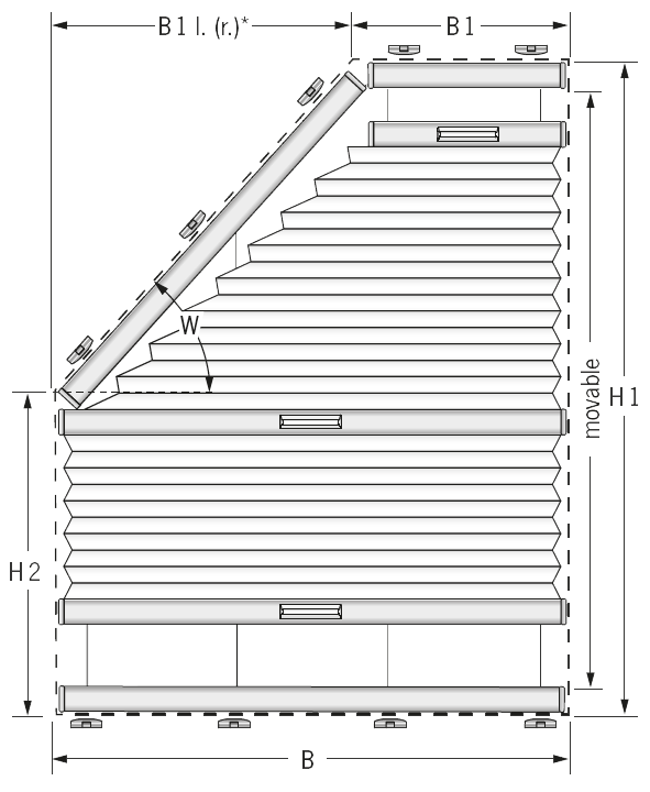 VS5SD pre-tensioned pentagon blinds