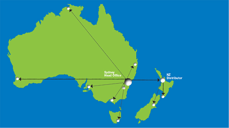 distribution-map blinds delivery australian and new zealand